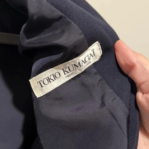 TOKIO KUMAGAI Paris Women’s 100% Wool Navy Blue Jacket Size Small - Picture 5 of 7